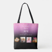 Beste Mama benutzerdefinierte Foto-Collage lila Tasche (Rückseite)