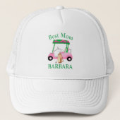 Beste Mama Bezaubernd Pink Golf Cart Name Monogram Truckerkappe (Vorderseite)