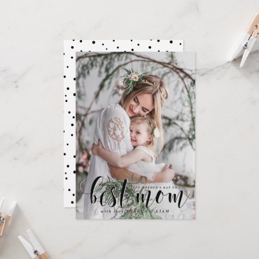 Beste Mama | Black Modern Calligraphy Mother Day Karte (Vorderseite/Rückseite Beispiel)