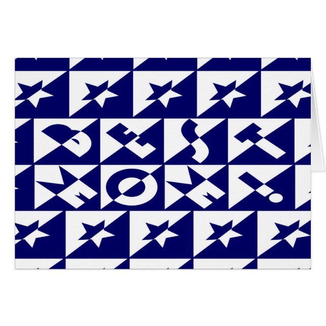 Beste Mama Blau mit weißem Muster und Sternenkarte (Vorderseite (Horizontal))