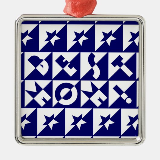 Beste Mama Blau mit Weitem Muster Sterne Ornament (Vorne)