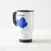 Beste Mama, blaue Herzen Reisebecher (Vorderseite Links)