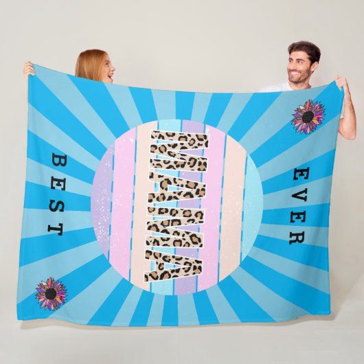 Beste Mama Blue Floral Customizing Fleecedecke (Beispiel)