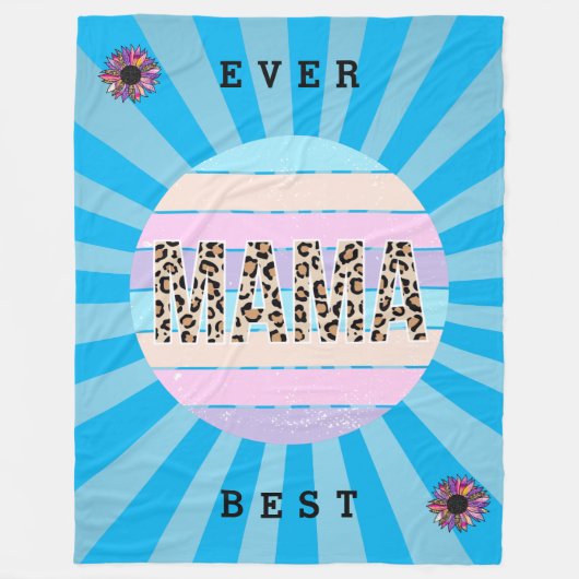 Beste Mama Blue Floral Customizing Fleecedecke (Vorderseite)