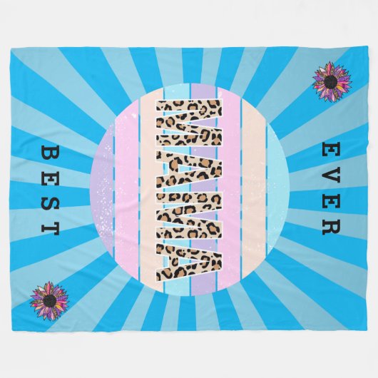 Beste Mama Blue Floral Customizing Fleecedecke (Vorderseite (Horizontal))