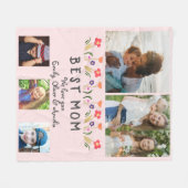 Beste Mama Blume 5 FotoCollage Keepake Fleecedecke (Vorderseite (Horizontal))