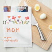 Beste Mama Blume 5 FotoCollage Keepake Geschirrtuch (Viertel Falte)