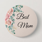 Beste Mama Blumenrosa Button (Vorderseite)