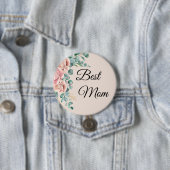 Beste Mama Blumenrosa Button (Beispiel)