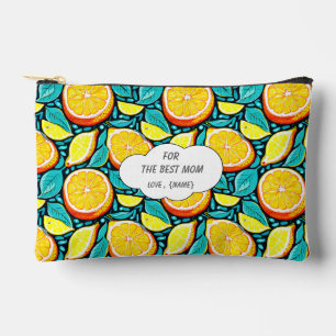 Beste Mama Citrus Pouch – Personalisiertes Zitrone Zubehörtasche