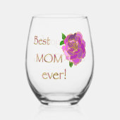 Beste Mama danke für alles, was Rosa Rose Weinglas Ohne Stiel (Vorderseite)