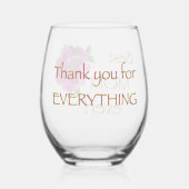 Beste Mama danke für alles, was Rosa Rose Weinglas Ohne Stiel (Rückseite)
