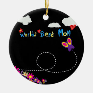 Beste Mama der Welt Cartoon-Mutter Keramik Ornament