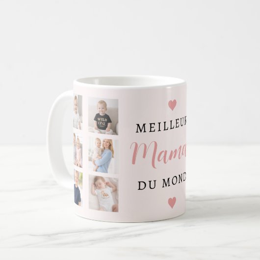 Beste Mama Der Welt Foto-Collage Blush Rosa Kaffeetasse (Vorderseite Links)