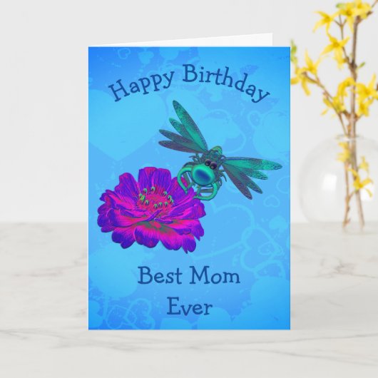 Beste Mama Dragonfly Personalisiert Geburtstag Karte (Gelbe Blume)