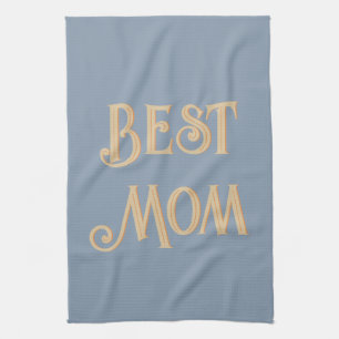 Beste Mama   Dusty Blue Retro Vintage Typografie Geschirrtuch