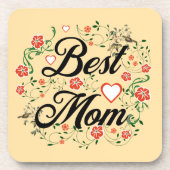 Beste Mama Elegantes Blumendesign Getränkeuntersetzer (Vorderseite)