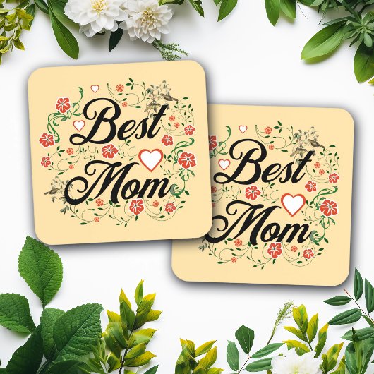Beste Mama Elegantes Blumendesign Getränkeuntersetzer