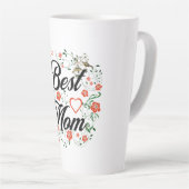 Beste Mama Elegantes Blumendesign Milchtasse (Rechte Ecke)