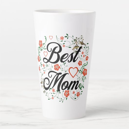 Beste Mama Elegantes Blumendesign Milchtasse (Vorderseite)