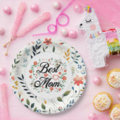 Beste Mama Elegantes Blumendesign Pappteller (Party)