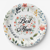 Beste Mama Elegantes Blumendesign Pappteller (Vorderseite)