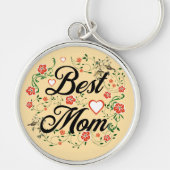 Beste Mama Elegantes Blumendesign Schlüsselanhänger (Vorne)