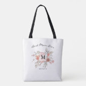 Beste Mama Elegantes Rosa Blütenmonogramm Tasche (Rückseite)