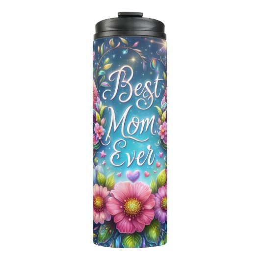 Beste Mama: Engel Wings, Blumentribut Thermosbecher (Vorderseite)