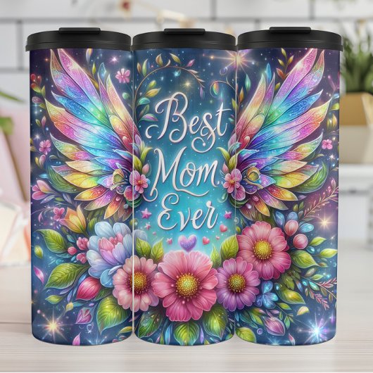 Beste Mama: Engel Wings, Blumentribut Thermosbecher