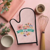 Beste Mama-Ever | Blühende Wildblumen Foto Herz Ofenhandschuh & Topflappen-Set