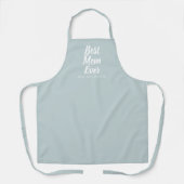 Beste Mama Ever dusty blue custom script text nied Schürze (Vorderseite)