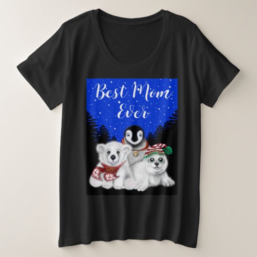 Beste Mama Ever Eisbär, Pinguin, Siegel Große Größe T-Shirt (Design vorne)