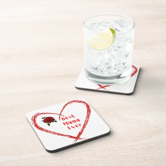 Beste Mama Ever im Herzen Getränkeuntersetzer (Rechte Seite)