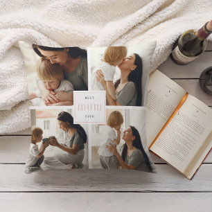 Beste Mama-Ever   Rosa und weiße Kinder FotoCollag Kissen