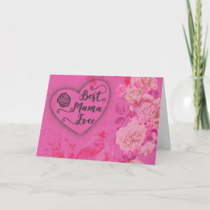 Beste Mama-Ever-Rosen und Bird-Floral-Blume Karte