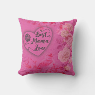 Beste Mama-Ever-Rosen und Bird-Floral-Blume Kissen