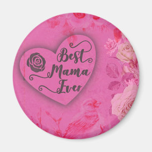 Beste Mama-Ever-Rosen und Bird-Floral-Blume Magnet