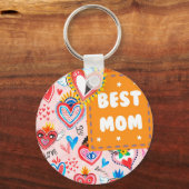 Beste Mama farbenfrohe mexikanische Herzmüttertage Schlüsselanhänger (Vorderseite)