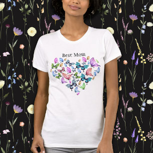 Beste Mama Farbenfrohe Schmetterlinge Herz V Neck T-Shirt