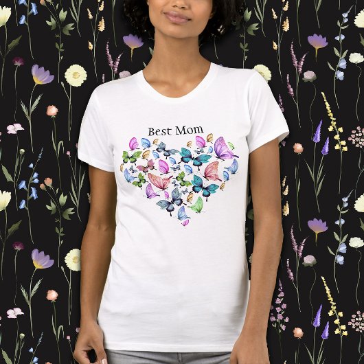 Beste Mama Farbenfrohe Schmetterlinge Herz V Neck T-Shirt