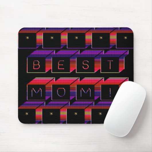 Beste Mama Farbige Blöcke und schwarzer Hintergrun Mousepad (Mit Mouse)