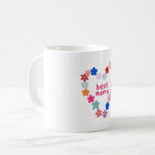 Beste Mama Farbige Florale Herz Illustration Kaffeetasse (Vorderseite Links)