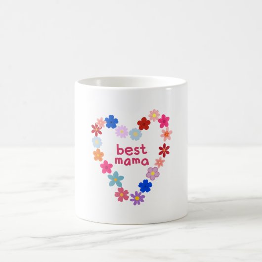Beste Mama Farbige Florale Herz Illustration Kaffeetasse (Mittel)