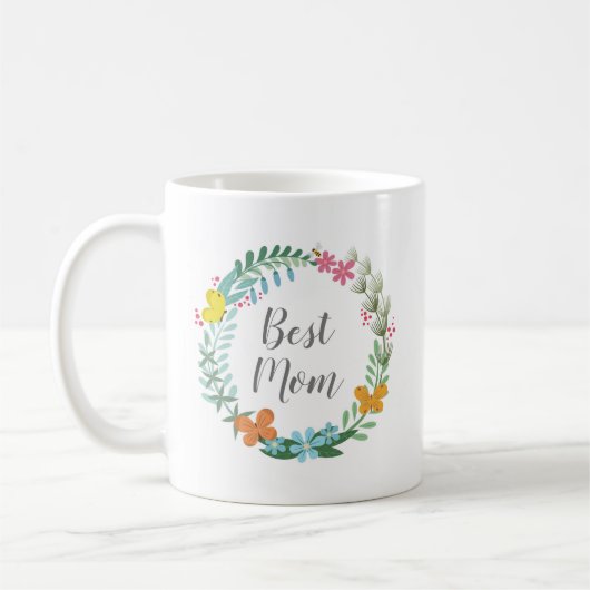 Beste Mama Floral Wilde Blume Butterfly Kraut Kaffeetasse (Links)