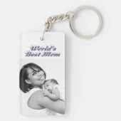 Beste Mama Foto Grauer Text Schlüsselanhänger (Rückseite)