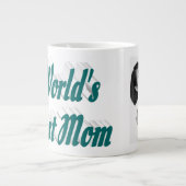 Beste Mama Foto Grüner Text Jumbo-Tasse (Vorderseite)