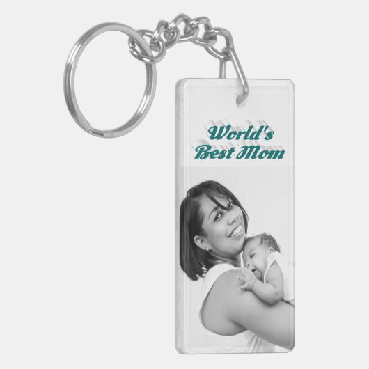 Beste Mama Foto Grüner Text Schlüsselanhänger (Vorderseite links)