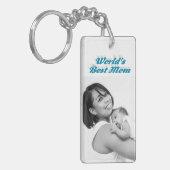 Beste Mama Foto Himmelblau Schlüsselanhänger (Vorderseite links)