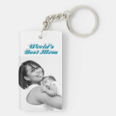 Beste Mama Foto Himmelblau Schlüsselanhänger (Rückseite)